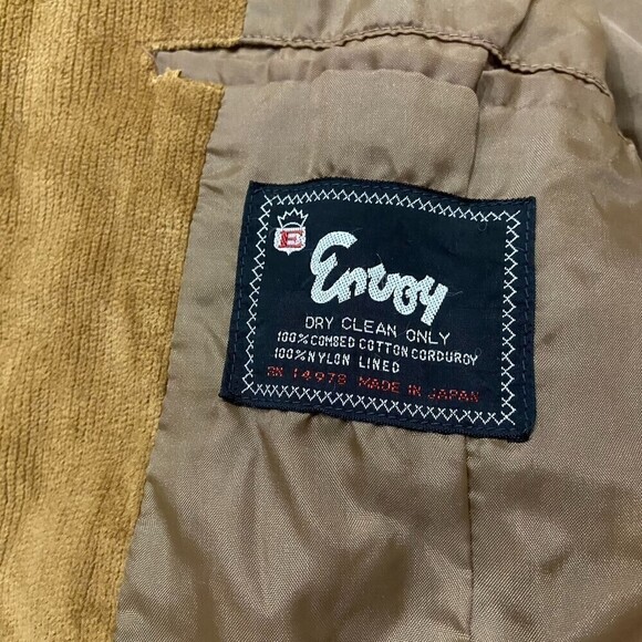 Envoy Japan Vintage Corduroy Brown Khaki Blazer Sport Coat Men's Size 44 L - Picture 8 of 8
